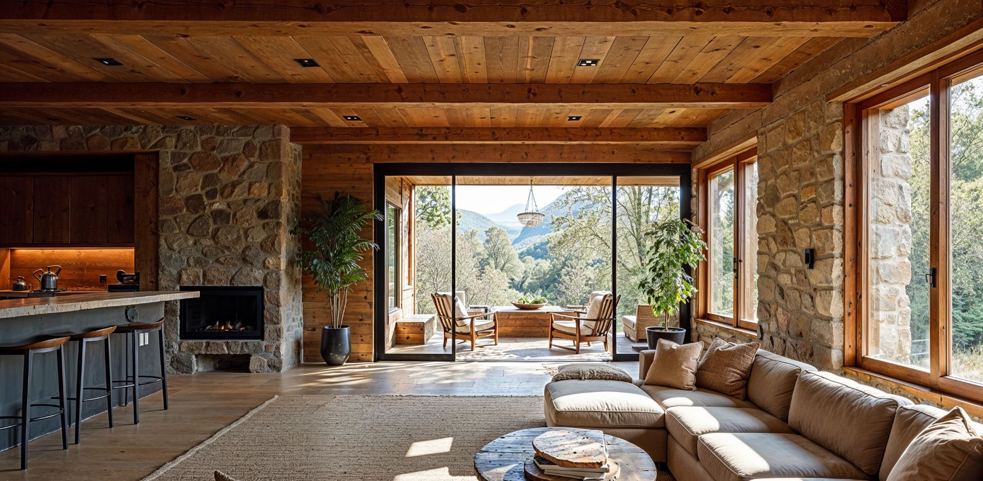 Photo d'un intérieur de maison design avec grandes ouvertures de murs porteurs